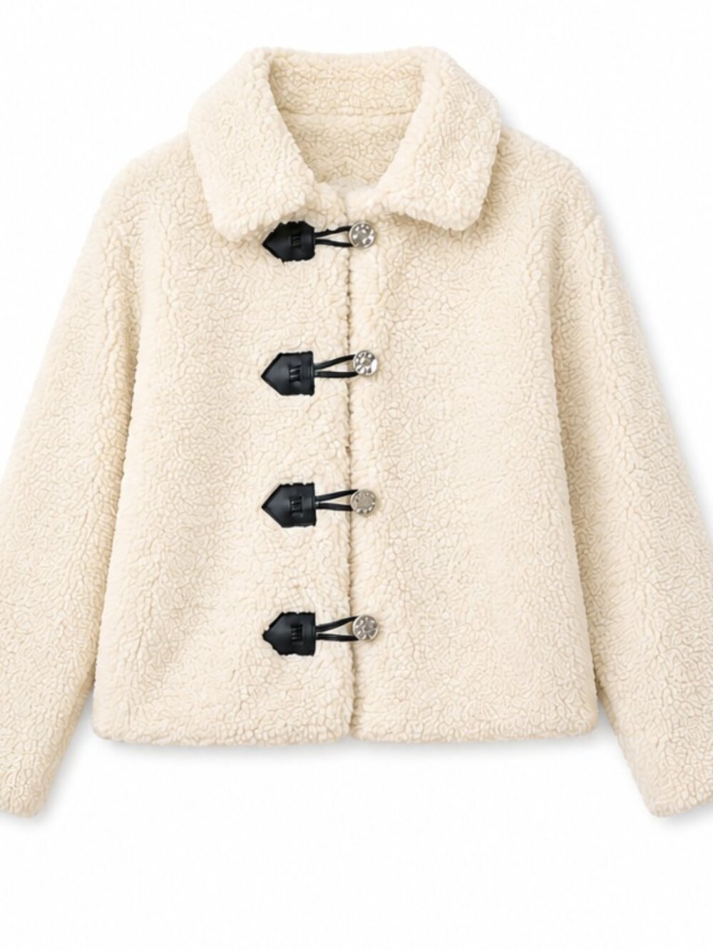 Vigoss Ivory Sherpa Teddy Fleece Toggle Coat Jacket Medium